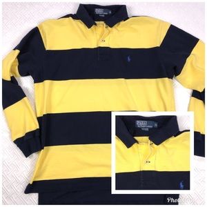 Polo Rugby style long sleeve XL Cotton yellow blue